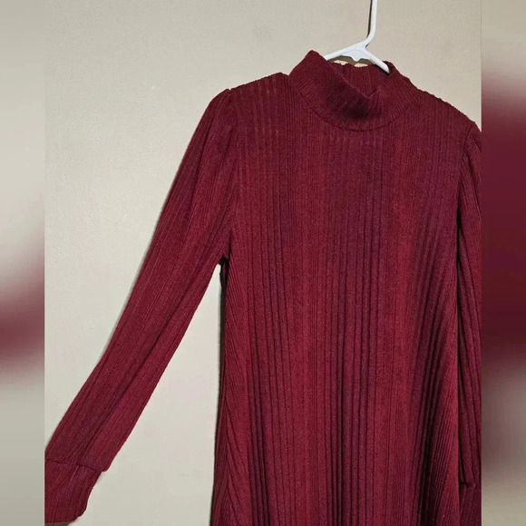 Maurices Red Ribbed Hacci Mini Dress Women's Size Medium Soft Stretch Knit Comfy - Picture 3 of 7